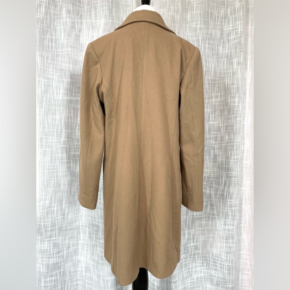 Fleurette Womens Loro Piana Italy Wool Coat Size 10 Tan Notched Collar Buttons - Picture 3 of 16